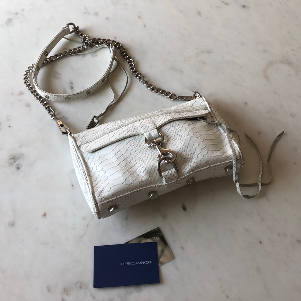 EUC Rebecca Minkoff white mini mac snakeskin